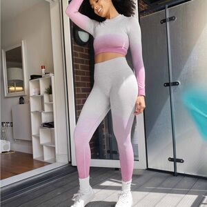 Gymshark ombré leggings (grey and pink)